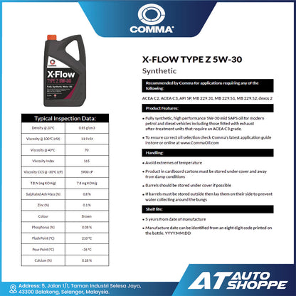 Comma Oil X-Flow Type Z 5W30 Advanced Fully Synthetic Engine Oil (4L)