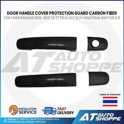 Door Handle Cover Guard Carbon Fiber For Ford Ranger T6 T7 T8 2012-2021 (Made in Thailand)