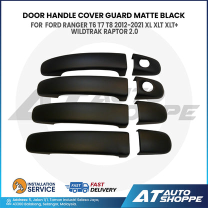 Door Handle Cover Guard Matte Black For Ford Ranger T6 T7 T8 2012-2021