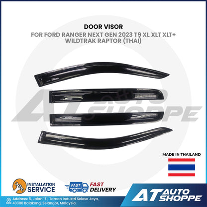 (Made in Thailand) Door Visor For Ford Ranger Next Gen 2023 T9 XL XLT XLT+ Wildtrak Raptor
