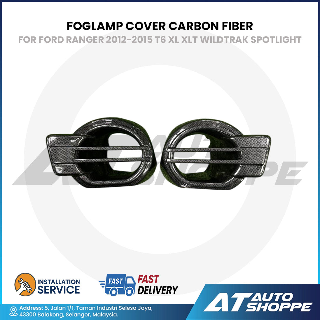 Foglamp Cover Guard Carbon Fiber For Ford Ranger 2012-2015 T6 XL XLT Wildtrak