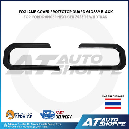 Foglamp Cover Guard Glossy Black For Ford Ranger Next Gen 2023 T9 Wildtrak (Made in Thailand)
