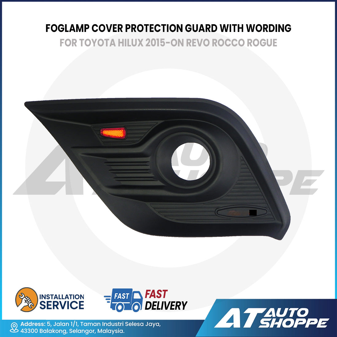 Foglamp Cover Guard Matte Black With Wording For Toyota Hilux Revo Rocco Rogue  2015-On (Made in Thailand)