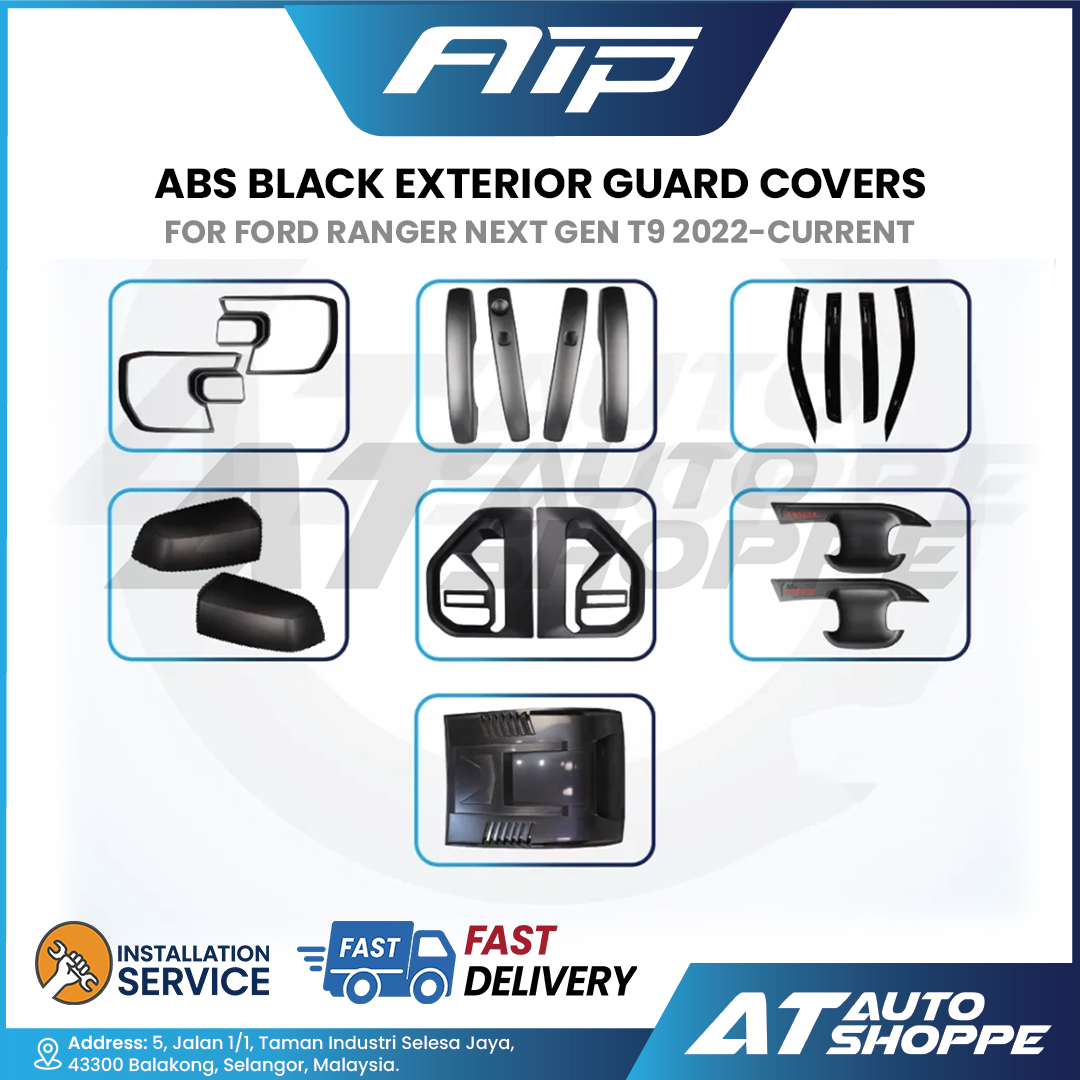 Ford Ranger Next Gen T9 2022-Current ABS Black Exterior Guard Covers