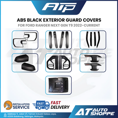 Ford Ranger Next Gen T9 2022-Current ABS Black Exterior Guard Covers