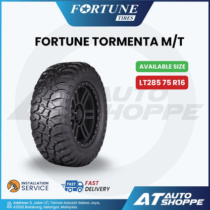 Fortune Tormenta M/T tire with available size LT285 75 R16 on a white background.