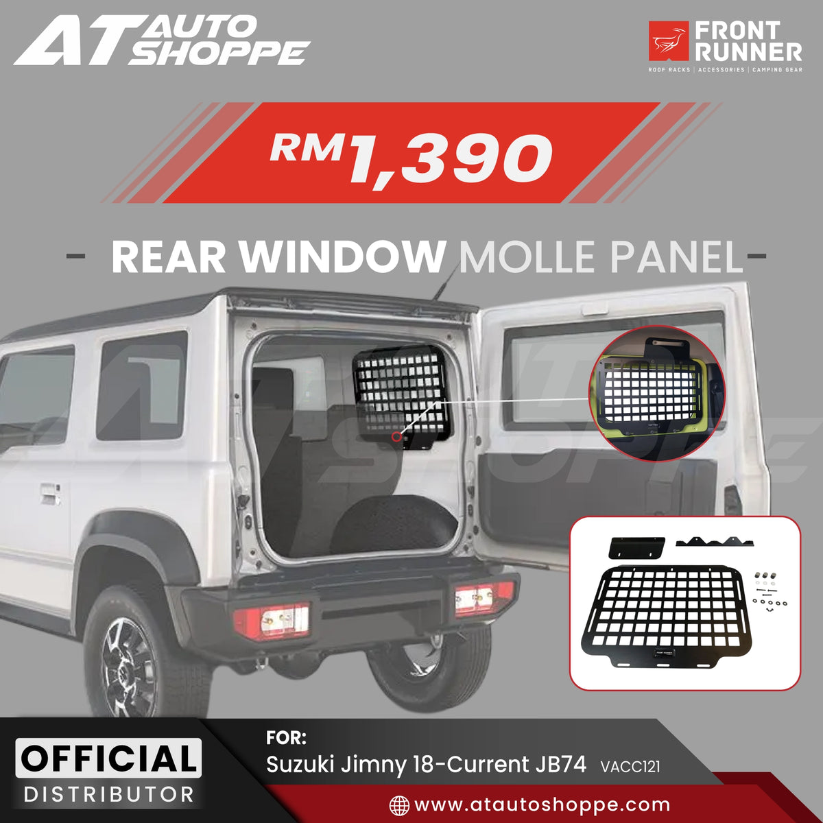 Front Runner Rear Window Molle Panel Suzuki Jimny (2018-Current) JB74 (VACC121)