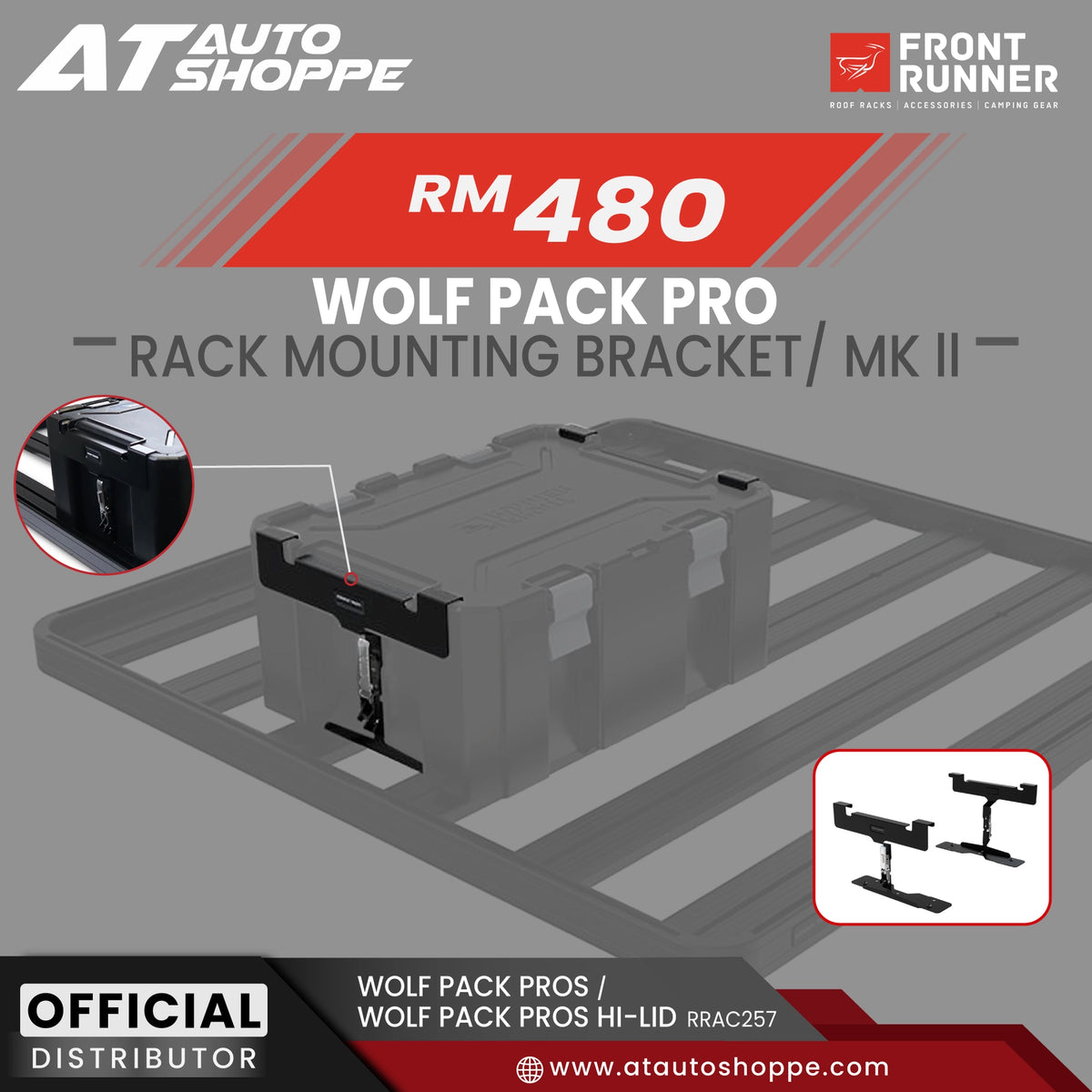 Front Runner Wolf Pack Pro Rack Mounting Bracket / MKII (RRAC257)