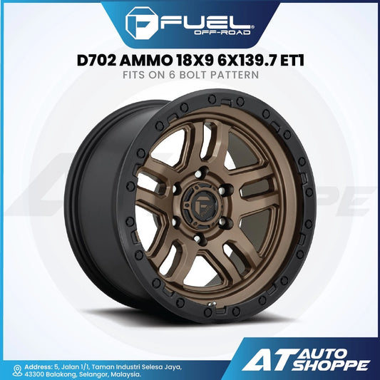 Fuel Off Road Ammo-Matte Bronze/Black Ring 18x9 ET1 6x139.7 (1 Piece)