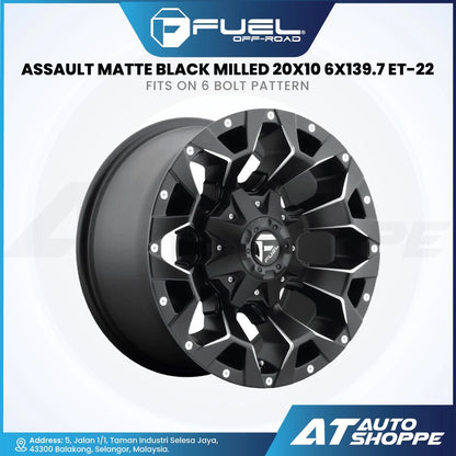 Fuel Off Road Assault-Matte Black Milled 20x10 ET-22 6x139.7 (1 Piece)