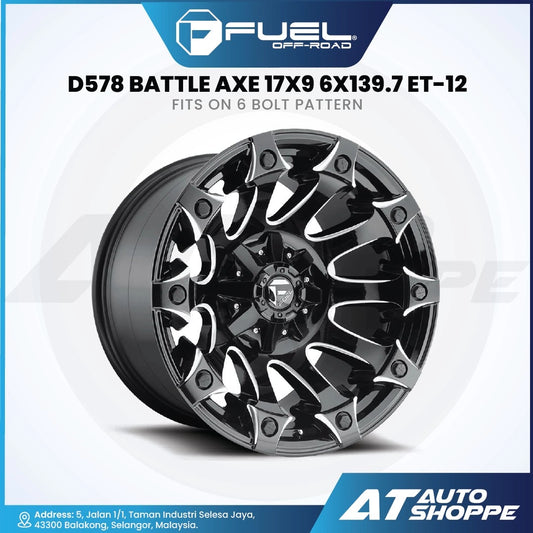 Fuel Off Road Battle Axe-Gloss Black / Milled 17x9 ET-12 6x139.7 (1 Piece)