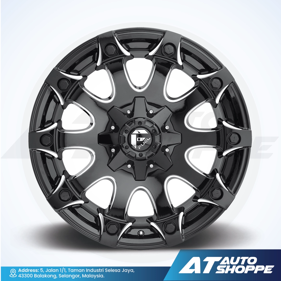 Fuel Off Road Battle Axe-Gloss Black / Milled 17x9 ET-12 6x139.7 (1 Piece)