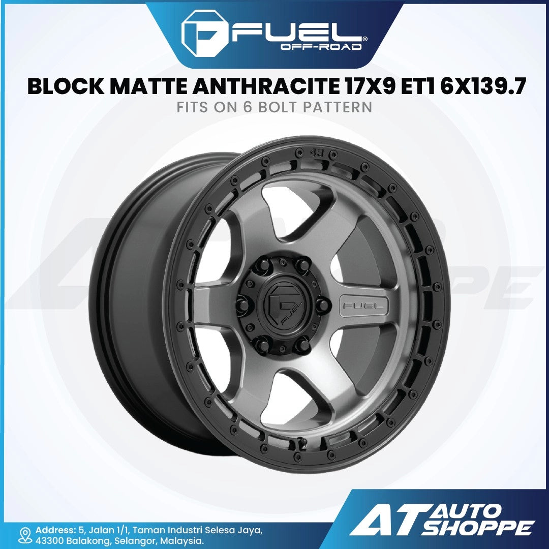 Fuel Off Road Block-Matte Anthracite/Black Ring 17x9 ET1 6x139.7 (1 Piece)