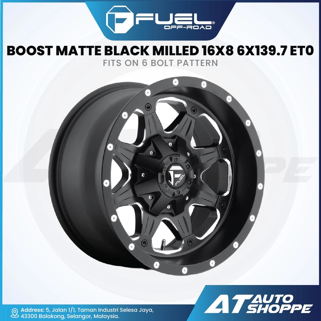 Fuel Off Road Boost-Matte Black Milled 16x8 ET0 6x139.7 (1 Piece)