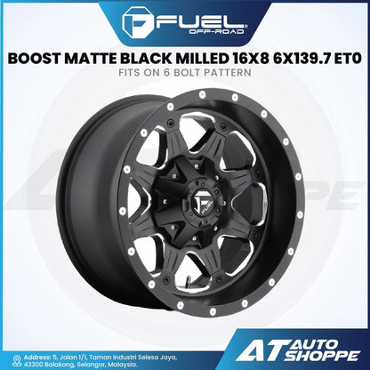 Fuel Off Road Boost-Matte Black Milled 16x8 ET0 6x139.7 (1 Piece)