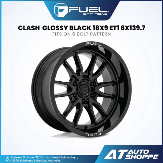 Fuel Off Road Clash-Glossy Black 18x9 ET1 6x139.7 (1 Piece)