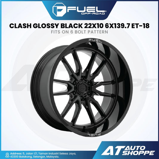 Fuel Off Road Clash-Glossy Black 22x10 ET-18 6x139.7 (1 Piece)