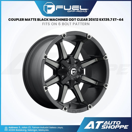 Fuel Off Road Coupler-Matte Black Machined DDT 20x12 ET-44 6x139.7 (1 Piece)