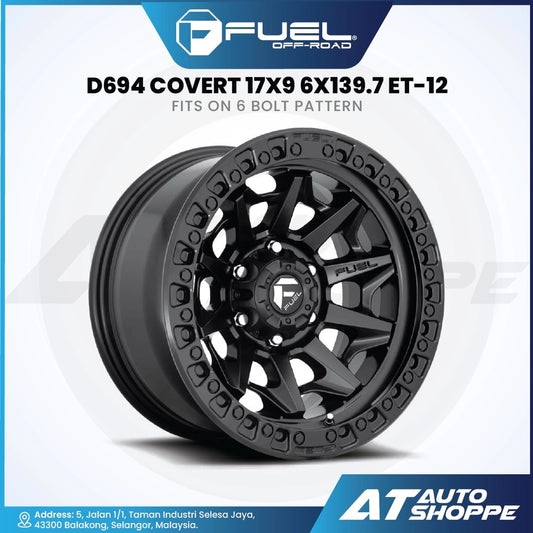 Fuel Off Road Covert-Matte Black/Black Ring 17x9 ET-12 6x139.7 (1 Piece)