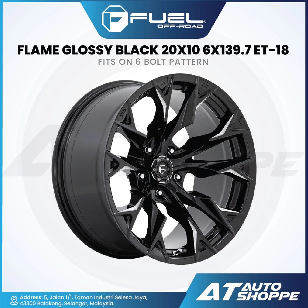 Fuel Off Road Flame-Glossy Black / Mill 20x10 ET-18 6x139.7 (1 Piece)