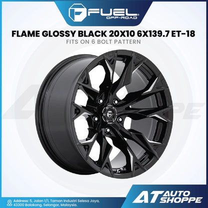 Fuel Off Road Flame-Glossy Black / Mill 20x10 ET-18 6x139.7 (1 Piece)