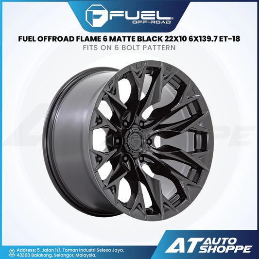 Fuel Off Road Flame 6-Matte Black 22x10 ET-18 6x139.7 (1 Piece)