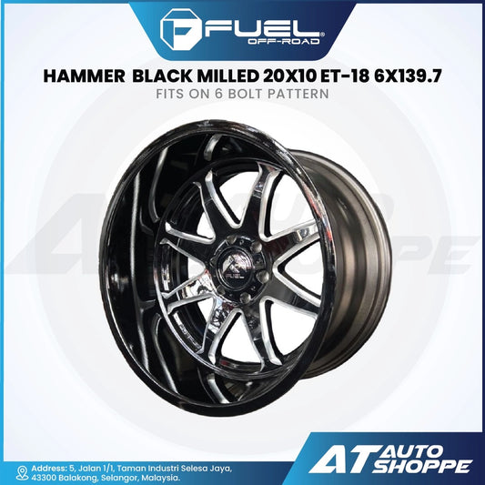 Fuel Off Road Hammer-Black Milled 20x10 ET-18 6x139.7 (1 Piece)