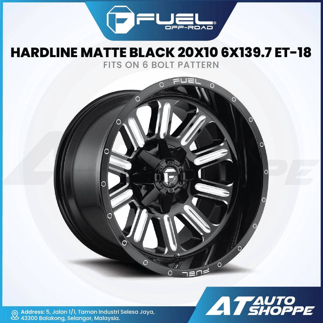 Fuel Off Road Hardline-Matte Black / Milled 20x10 ET-18 6x139.7 (1 Piece)