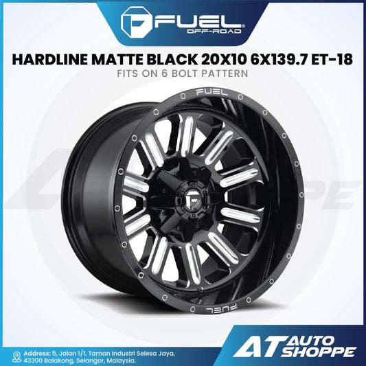 Fuel Off Road Hardline-Matte Black / Milled 20x10 ET-18 6x139.7 (1 Piece)
