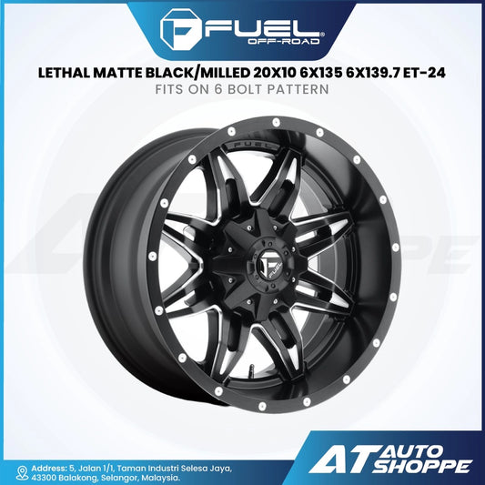 Fuel Off Road Lethal-Matte Black Milled 20x10 ET-24 6x139.7 (1 Piece)