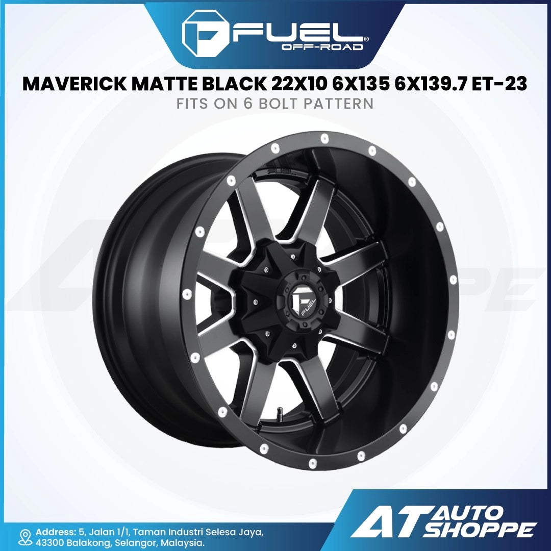 Fuel off-road wheel with specifications on a white background