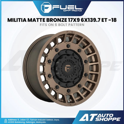 Fuel off-road wheel with specifications on a white background
