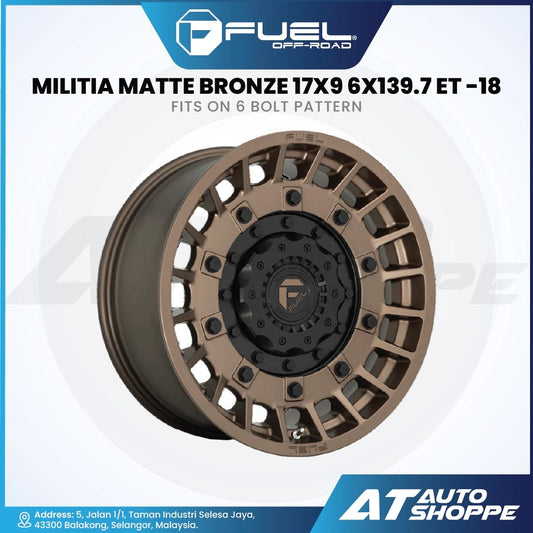 Fuel off-road wheel with specifications on a white background