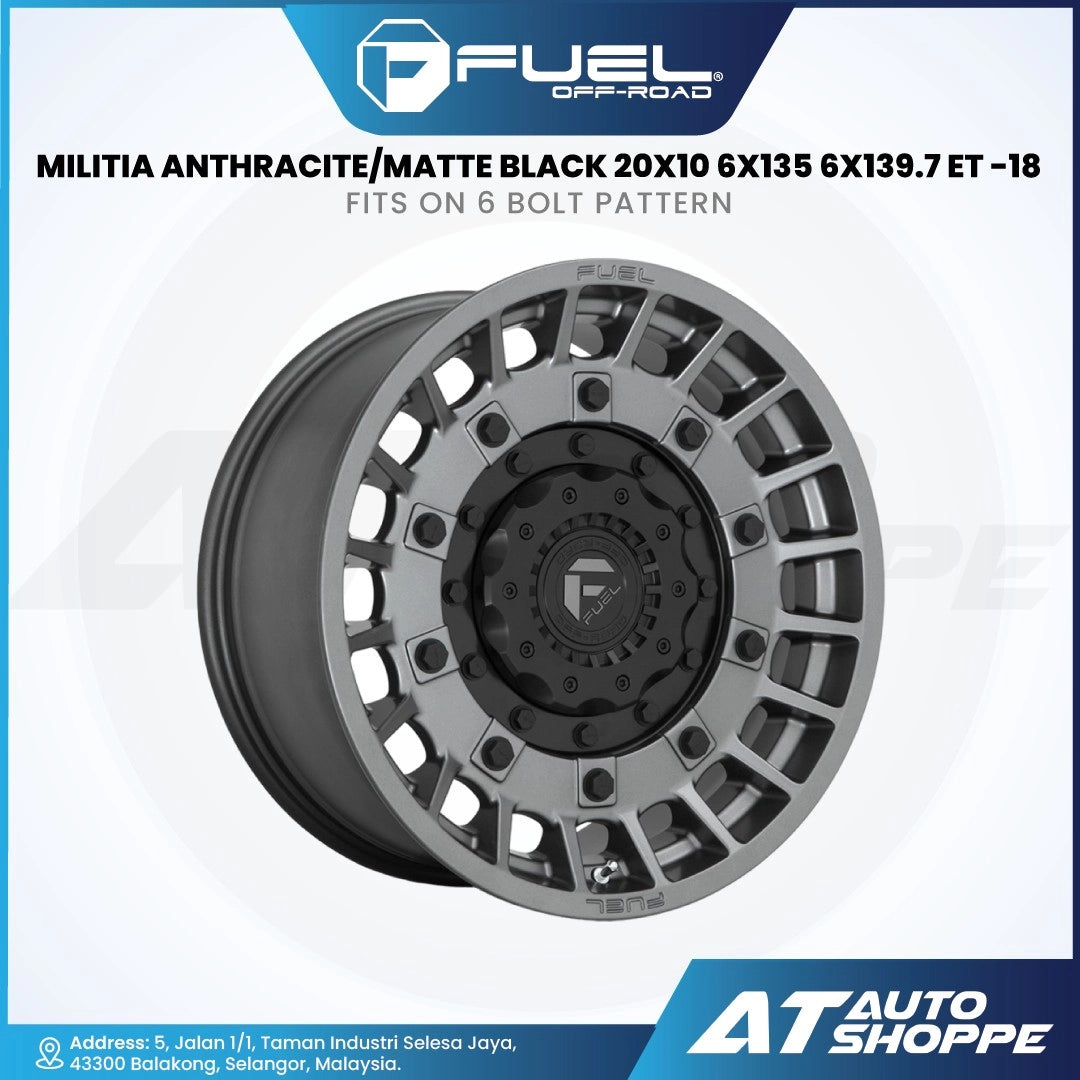 Fuel Off Road Militia–Anthracite/Matte Black 20x10 ET-18 6x139.7 (1 Piece)
