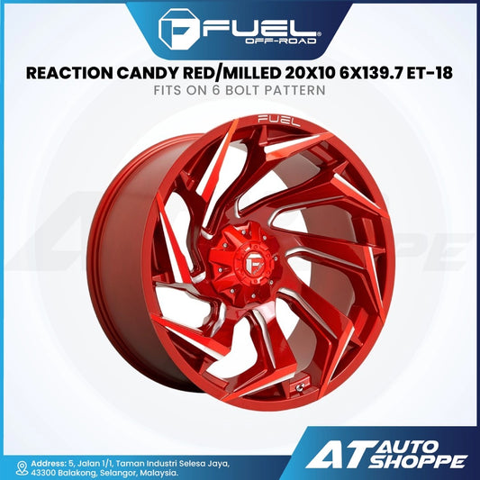 Fuel Off Road Reaction-Candy Red Milled 20x10 ET-18 6x139.7 (1 Piece)