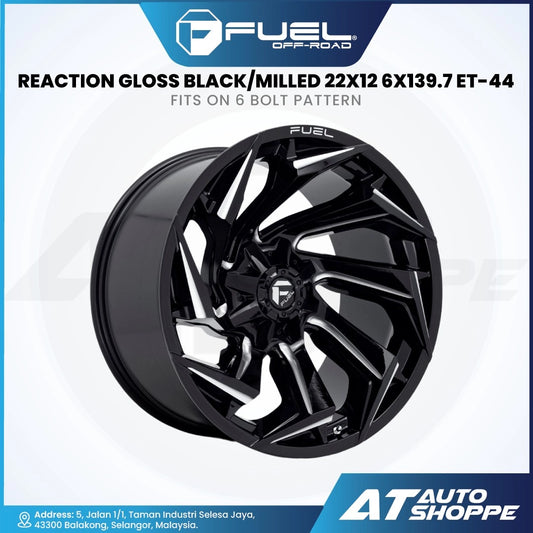 Fuel Off Road Reaction-Gloss Black/Milled 22x12 ET-44 6x139.7 (1 Piece)
