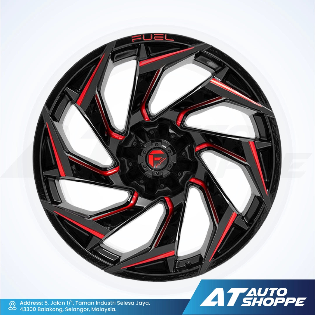 Fuel Off Road Reaction-Glossy Black Milled Red 20x10 ET-18 6x139.7 (1 Piece)