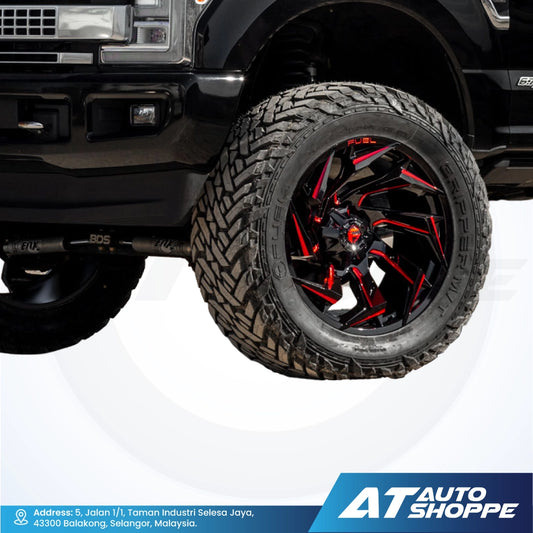 Fuel Off Road Reaction-Glossy Black Milled Red 20x10 ET-18 6x139.7 (1 Piece)