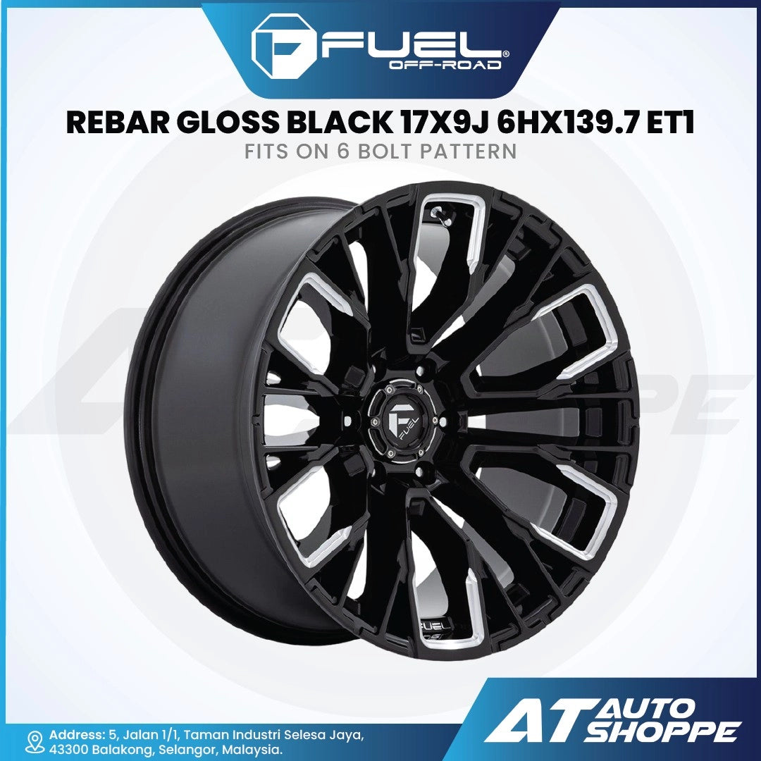 Fuel Off Road Rebar-Gloss Black Milled 17x9 ET1 6x139.7 (1 piece)