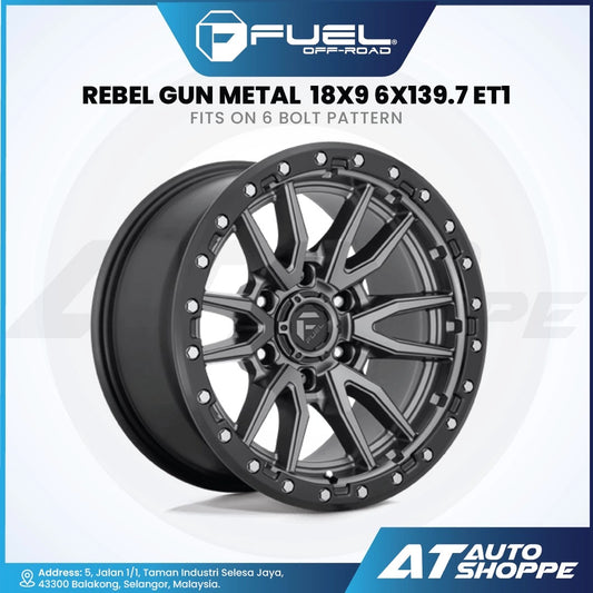 Fuel Off Road Rebel-Gun Metal Black Ring 18x9 ET1 6x139.7 (1 Piece)
