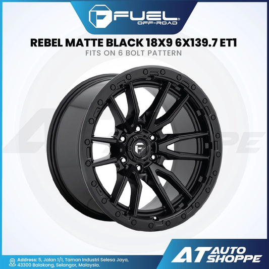 Black rim with 'Fuel Off-Road' branding on a white background