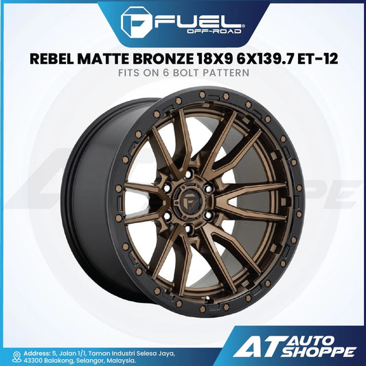 Fuel Off Road Rebel-Matte Bronze/Black Lip 18x9 ET-12 6x139.7 (1 Piece)
