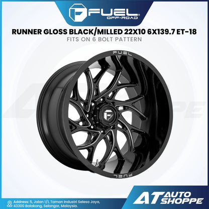 Fuel off-road wheel with gloss black finish on a white background