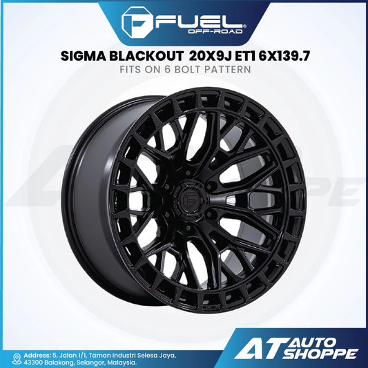 Fuel Off Road Sigma-Blackout/Gloss Black Lip 20X9J ET1 6x139.7 (1 Piece)