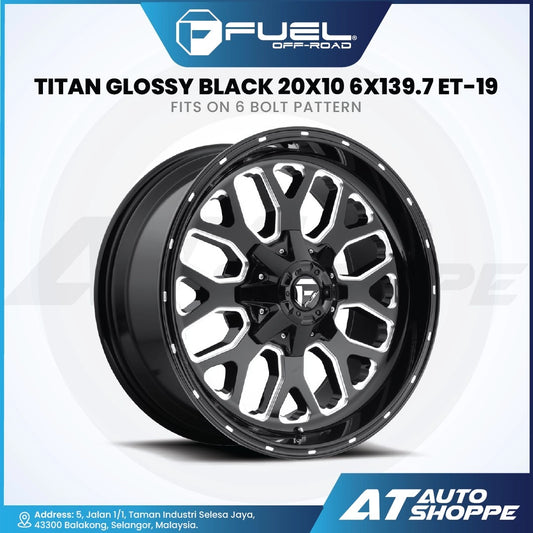 Black alloy wheel with 'Fuel Off-Road' branding on a white background