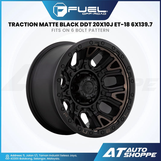 Fuel Off Road Traction-Matte Black DDT 20x10 ET-18 6X139.7 (1 piece)