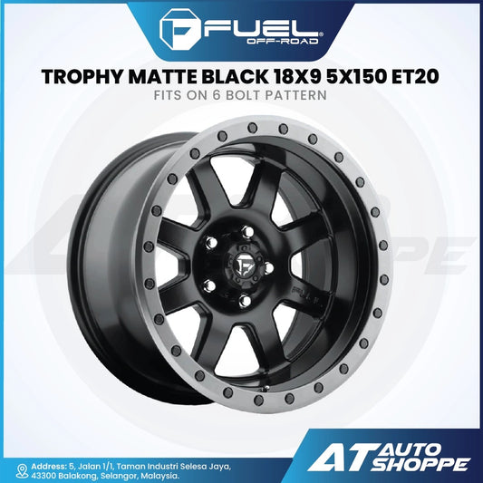 Fuel off-road wheel with black and silver finish on a white background