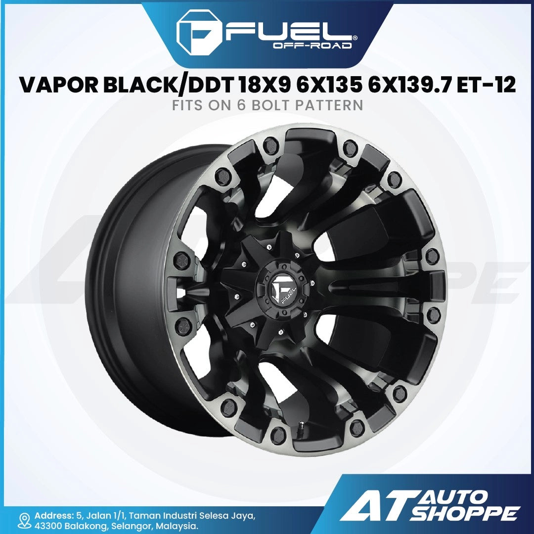 Fuel Off Road Vapor-Black DDT 18x9 ET-12 6x135 6x139.7 (1 Piece)