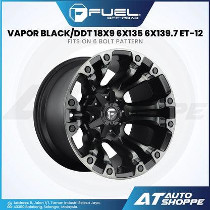 Fuel Off Road Vapor-Black DDT 18x9 ET-12 6x135 6x139.7 (1 Piece)