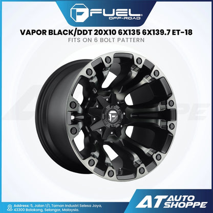 Fuel Off Road Vapor–Black DDT 20x10 ET-18 6x139.7 (1 Piece)